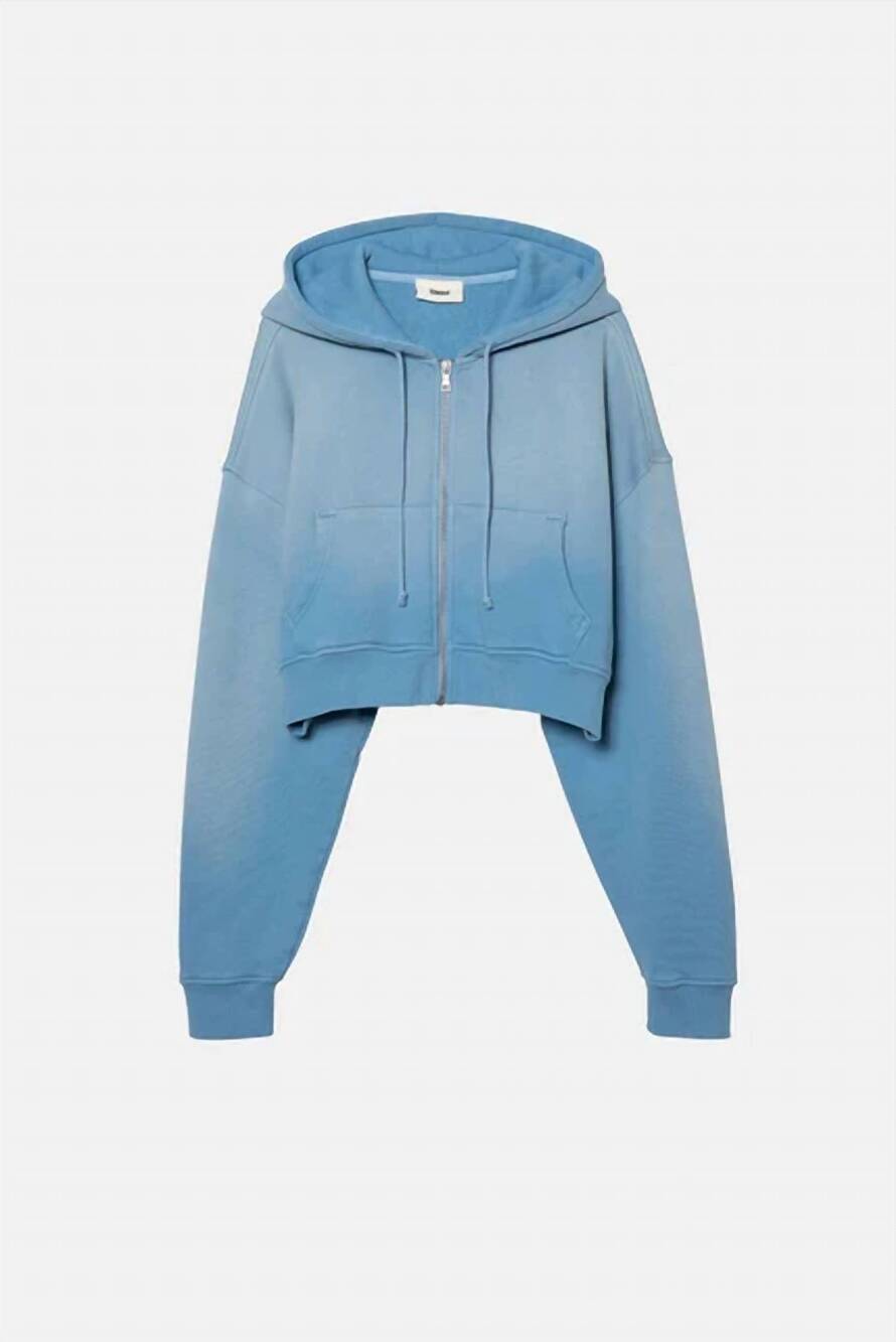 NEW ELWOOD women's babydoll crop zip hoodie in blue